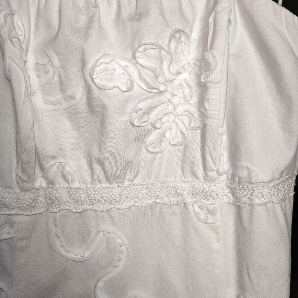Rabbit Rabbit Rabbit Off White Strapless Dress with Floral Ribbons Size 6 - Picture 10 of 10